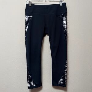 Athleta Navy Blue Gel Dot Sonar Capri Leggings Size Medium